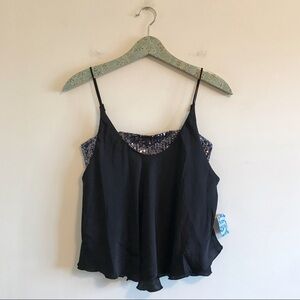 NWT Free People Turn It On Cami Black